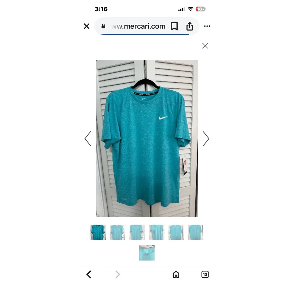 Nike Dri‎ Fit T-Shirt Men's Medium Active Athletic Turquoise Blue